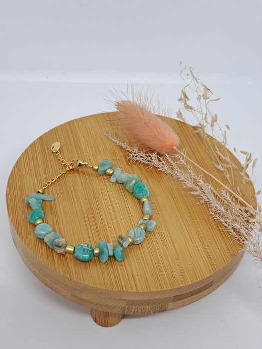 Armband amazoniet (handgemaakt) - goud of zilveren stainless steel