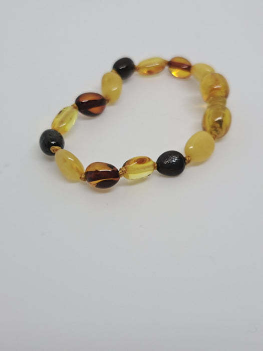 Barnsteen Armband - Baby - Geknoopte Kralen - Popsluiting