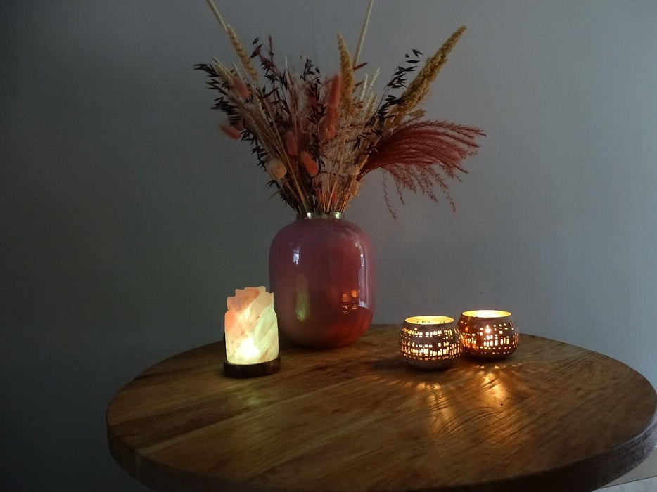 Himalaya Zoutkristal LED Lamp USB roos