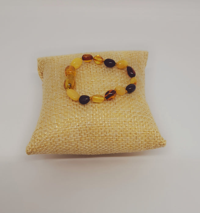 Barnsteen Armband - Baby - Geknoopte Kralen - Popsluiting