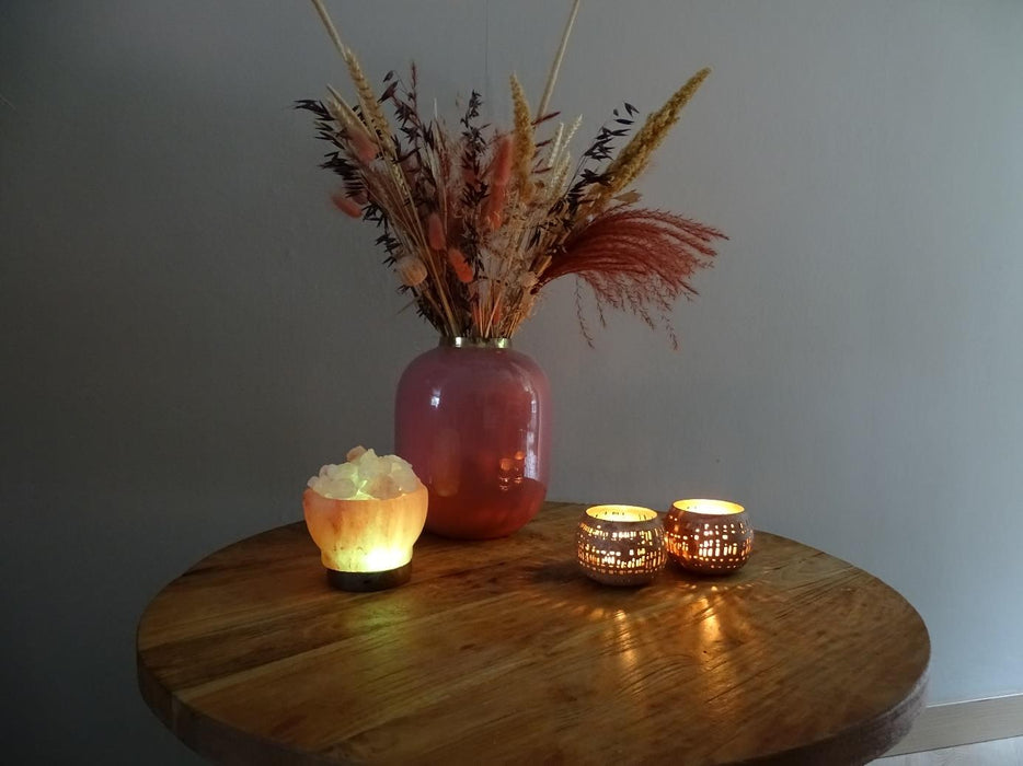 Himalaya Zoutkristal LED Lamp USB schaaltje met brokjes